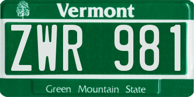 VT license plate ZWR981