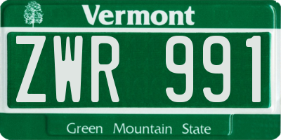 VT license plate ZWR991