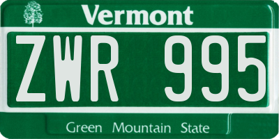 VT license plate ZWR995