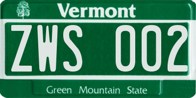 VT license plate ZWS002