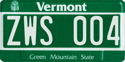 VT license plate ZWS004