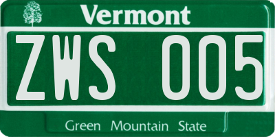 VT license plate ZWS005