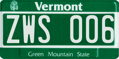 VT license plate ZWS006