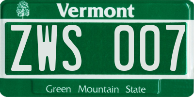 VT license plate ZWS007