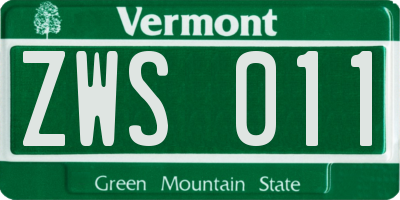 VT license plate ZWS011