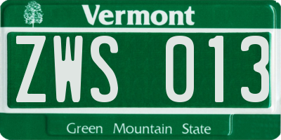 VT license plate ZWS013