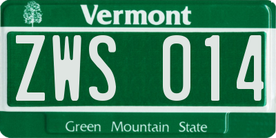 VT license plate ZWS014