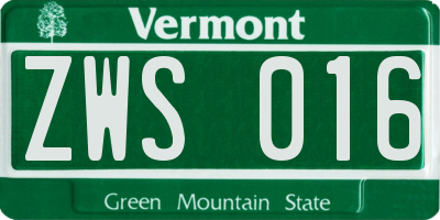 VT license plate ZWS016