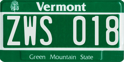VT license plate ZWS018