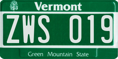 VT license plate ZWS019