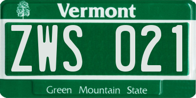 VT license plate ZWS021