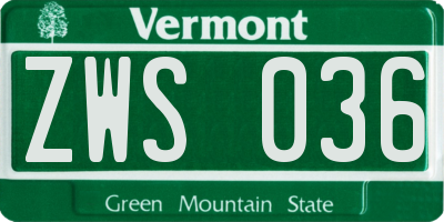 VT license plate ZWS036