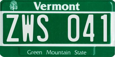 VT license plate ZWS041