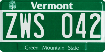 VT license plate ZWS042