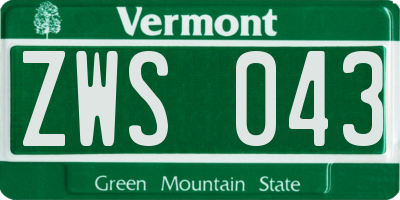 VT license plate ZWS043