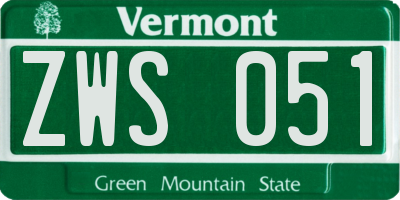 VT license plate ZWS051