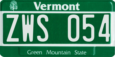 VT license plate ZWS054