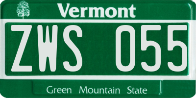 VT license plate ZWS055