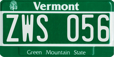 VT license plate ZWS056