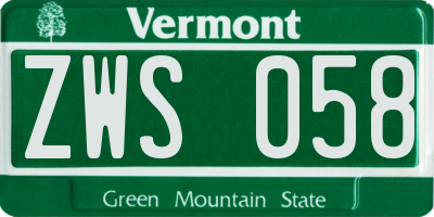 VT license plate ZWS058
