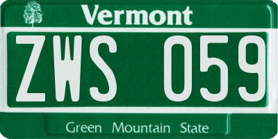 VT license plate ZWS059
