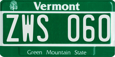 VT license plate ZWS060