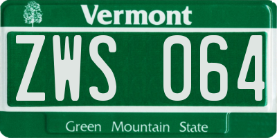 VT license plate ZWS064