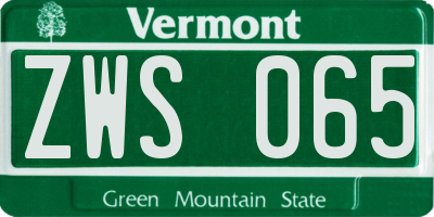 VT license plate ZWS065
