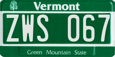 VT license plate ZWS067