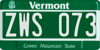VT license plate ZWS073