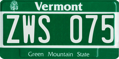 VT license plate ZWS075