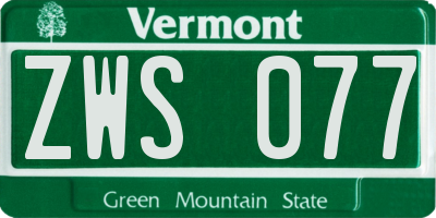 VT license plate ZWS077