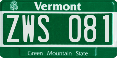 VT license plate ZWS081