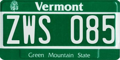 VT license plate ZWS085