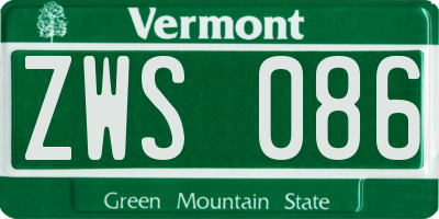 VT license plate ZWS086