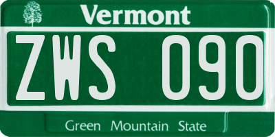 VT license plate ZWS090