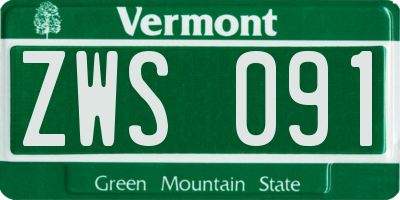 VT license plate ZWS091