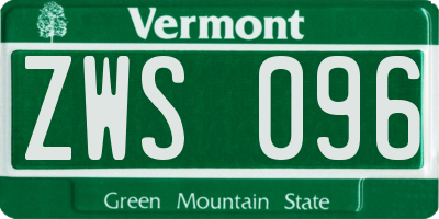 VT license plate ZWS096