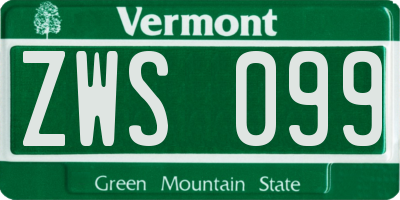 VT license plate ZWS099