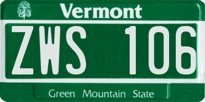 VT license plate ZWS106