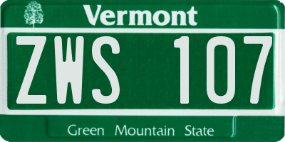 VT license plate ZWS107