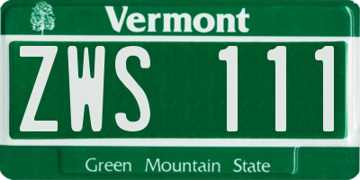 VT license plate ZWS111