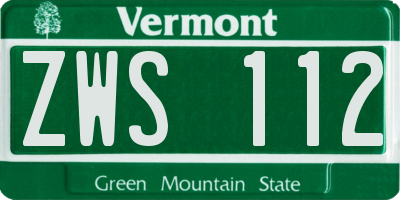 VT license plate ZWS112