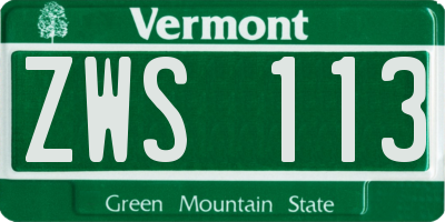 VT license plate ZWS113