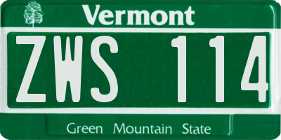 VT license plate ZWS114