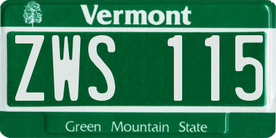 VT license plate ZWS115