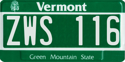 VT license plate ZWS116
