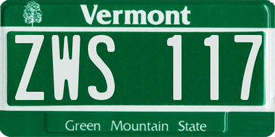 VT license plate ZWS117