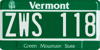VT license plate ZWS118