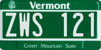 VT license plate ZWS121